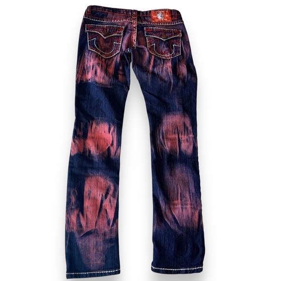True Religion super T jeans distressed OOAK mid low rise red Rare NEW deadstock - Picture 2 of 16